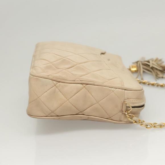 CHANEL Matelasse Chain Shoulder Bag Lamb Skin Beige Gold CC Auth bs26041 - Picture 3 of 16